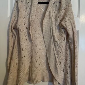 Chic Beige Open-Knit Women's Cardigan